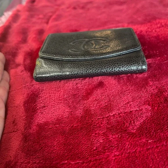 Chanel Black Caviar Leather Double Compact Wallet Vintage Gorgeous Condition - Picture 9 of 15